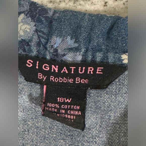 Women’s Jean Top Shirt size 18 Signature by Robbie Bee button down - Picture 2 of 6